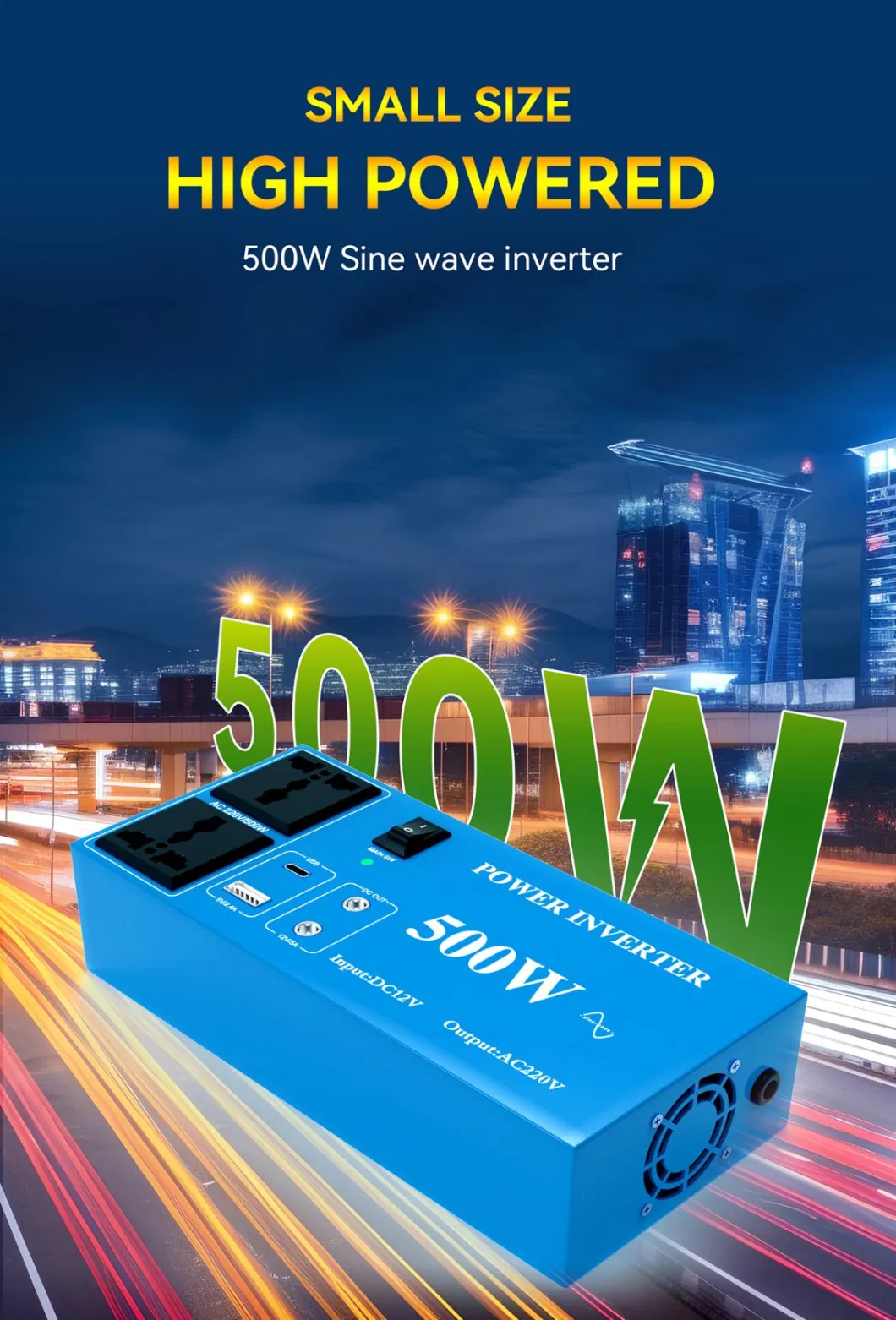 500W Solar Charger OEM ODM 50Hz/60Hz DC to AC Pure Sine Wave Solar Power System Inverter