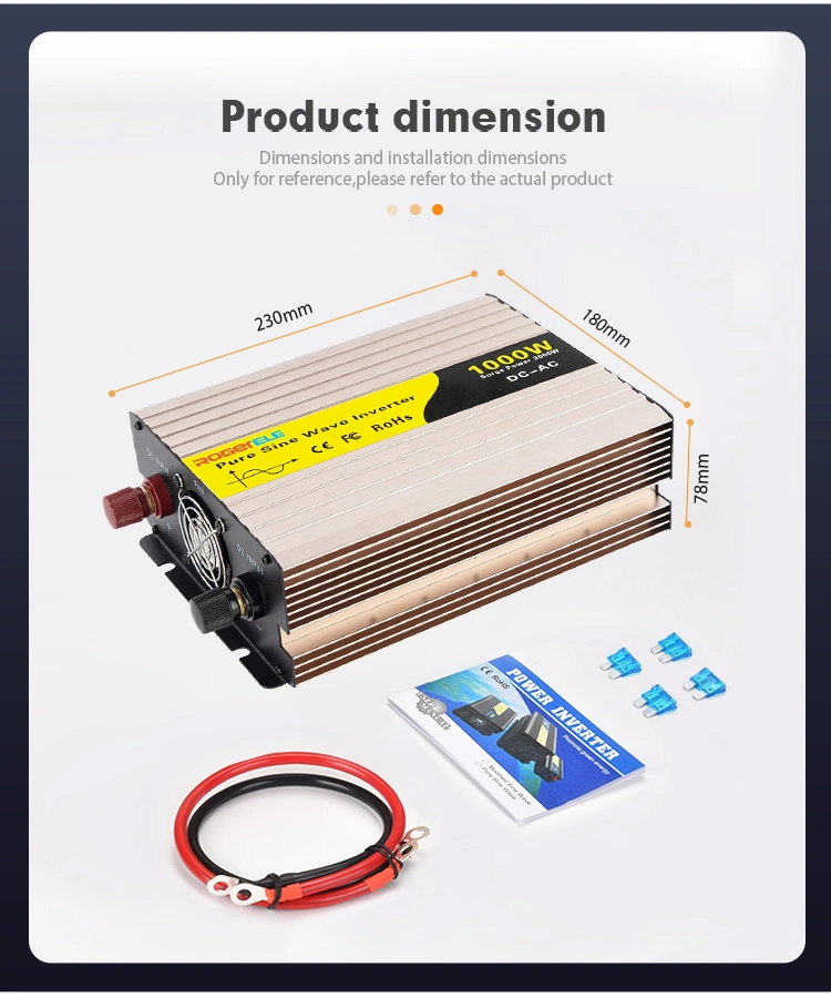 1000W Watt 12V/24V/48V DC to AC 110V/120V/220V Converter Pure Sine Wave Solar Power Inverter