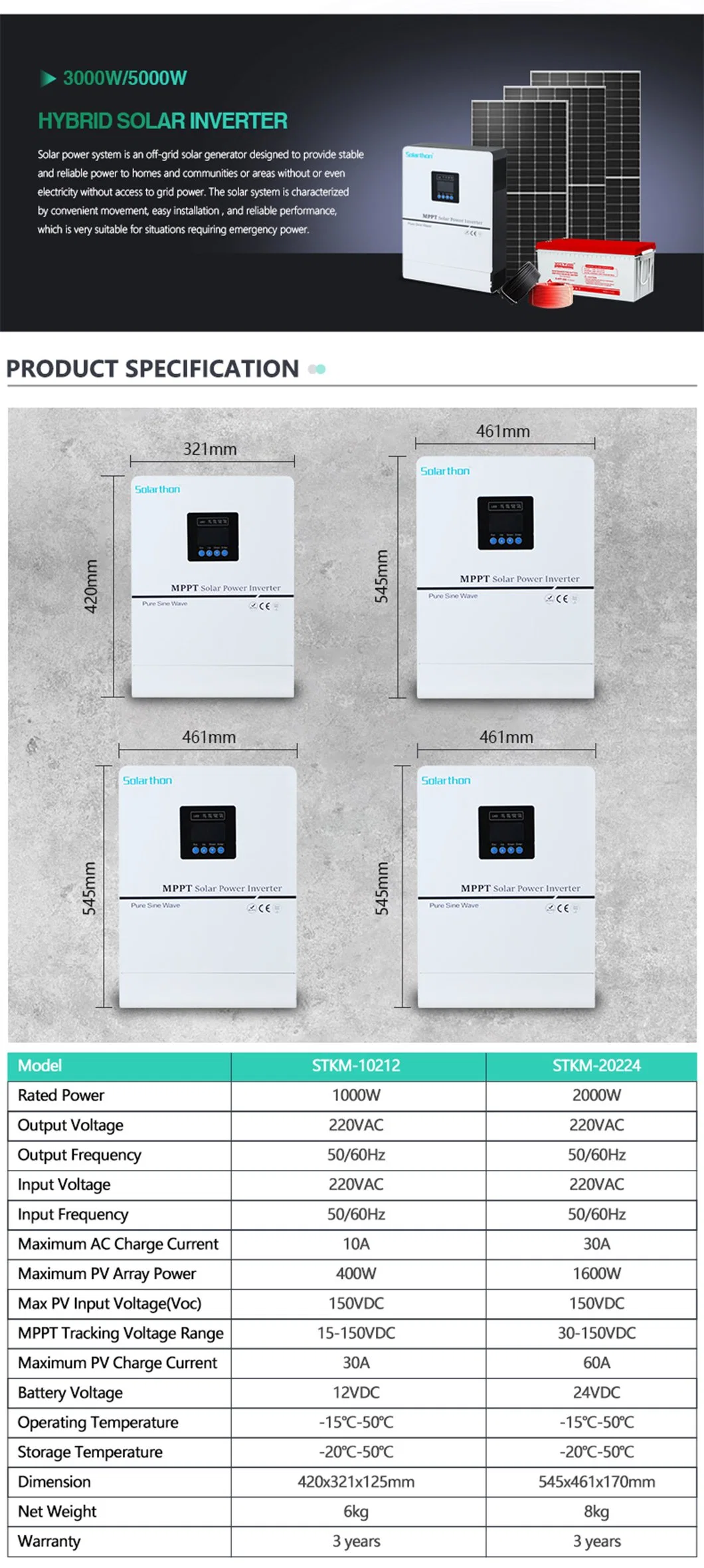 Hybrid Inverter Photovoltaic 1kw 2kw 3kw 5kw Integrated Machine Energy Storage Inverter