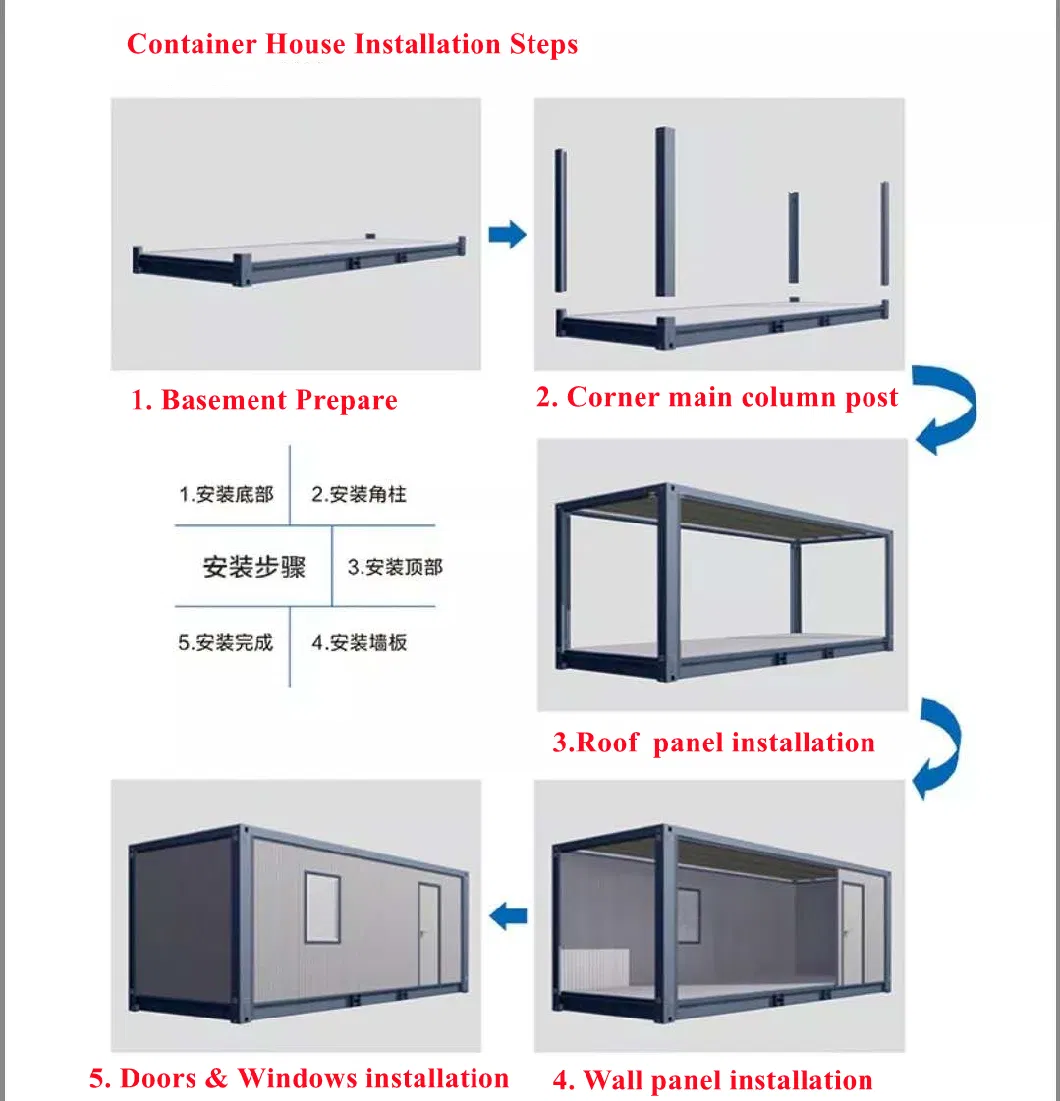 Earthquake and Hurricane Resistant Residentieal Foldable House Container Homes with Solar Panel