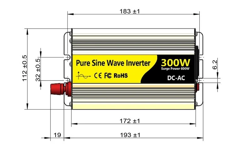 300W 300 Watt 12V/24V/48V DC to AC 110V/120V/220V/230V Pure Sine Wave Solar Power Inverter for Home/Outdoor