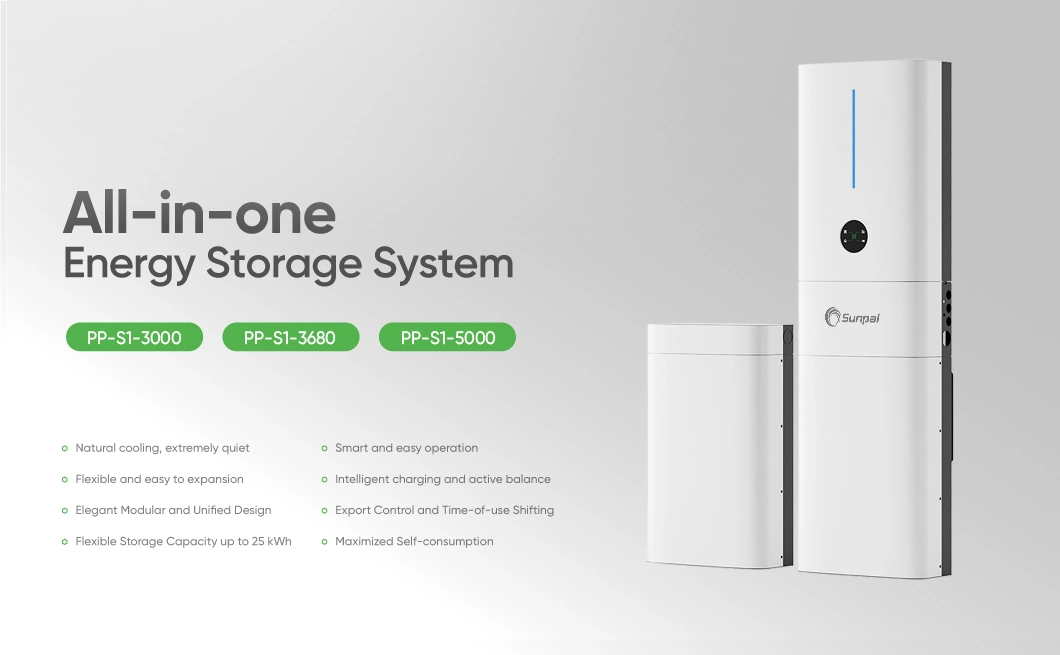 Sunpal LiFePO4 Battery 6kwh 10kwh 15kwh 20kwh with Hybrid Inverter All in One Ess Residential Solar Power System