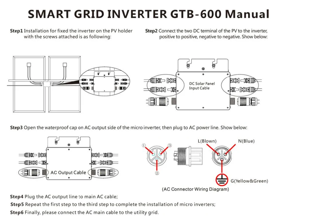 Panelroof Micro Inverter Gtb 500W 600W/700W/800W Solar Panel Universal Connection Comes with APP Monitoring on-Grid Micro Inverter