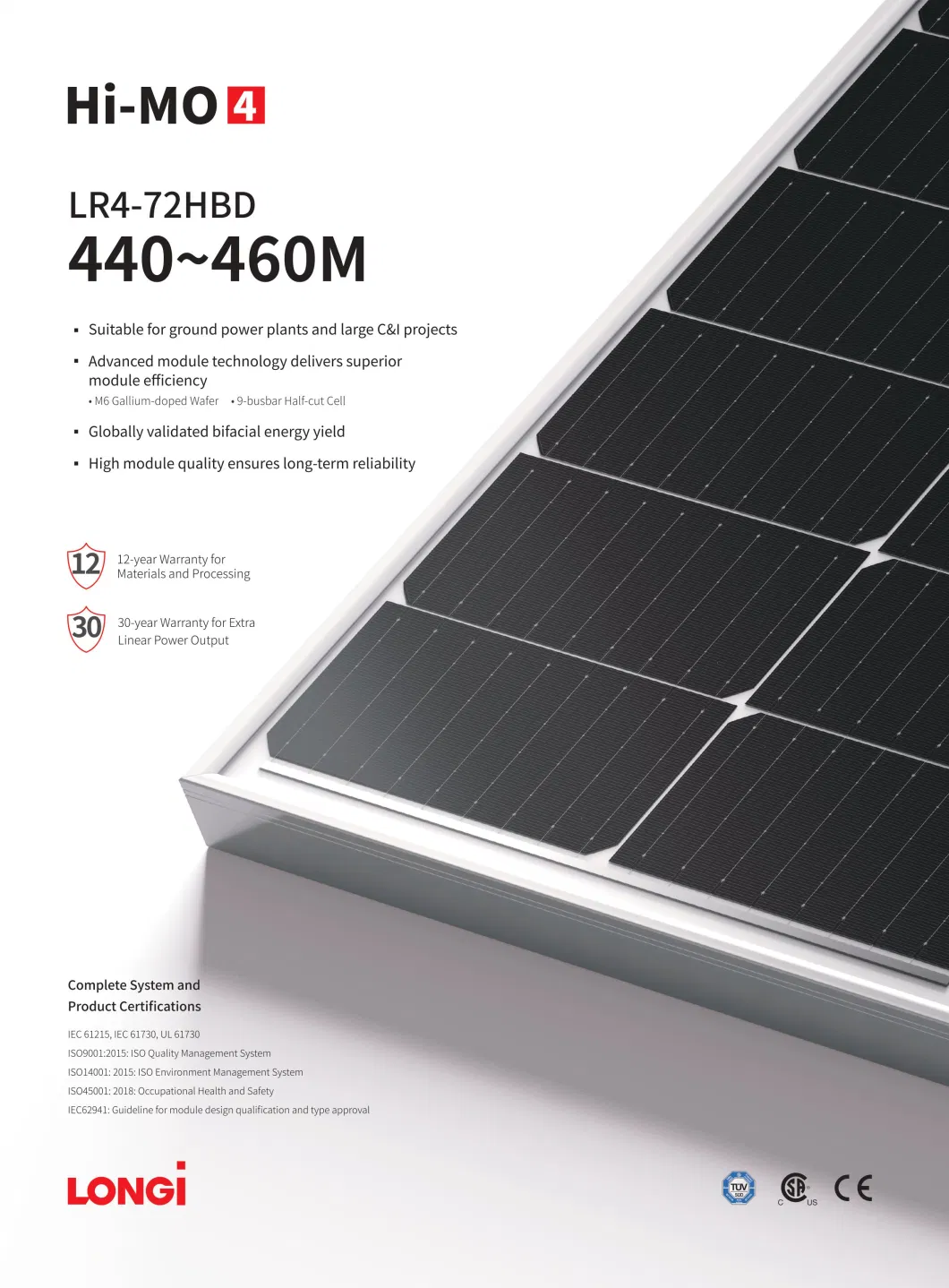 Longi/Mysolar/Aioties Hi-Mo-4 Solar Module Higher Efficiency Glass a Half Cell Solar PV Topcon 440W 445W 450W 455W 460W Solar Panels Cost for Home Power System