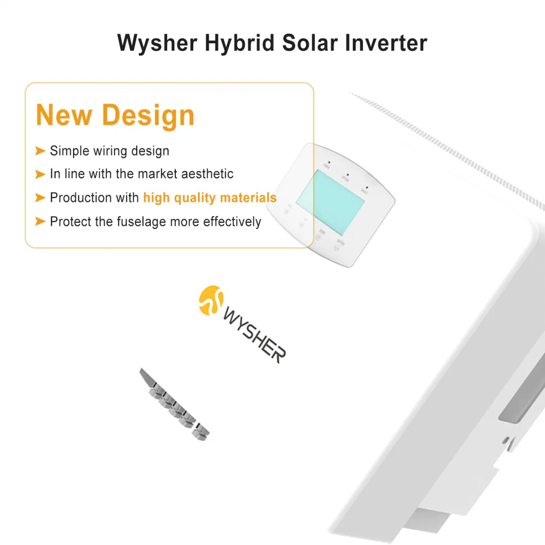 Wysher 8kw 10kw 12kw 20kw 24kw Three Phase Hybrid Solar Panel Inverter for Energy Storage System with 2 MPPT Controller