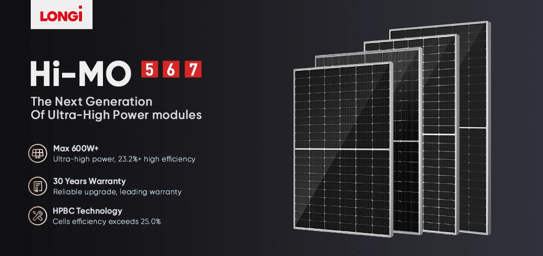 Longi Bifacial Himo 7 Solar Panels 560W 585W 590W 600W PV Roof Modules in Europe Warehouse with Best Price