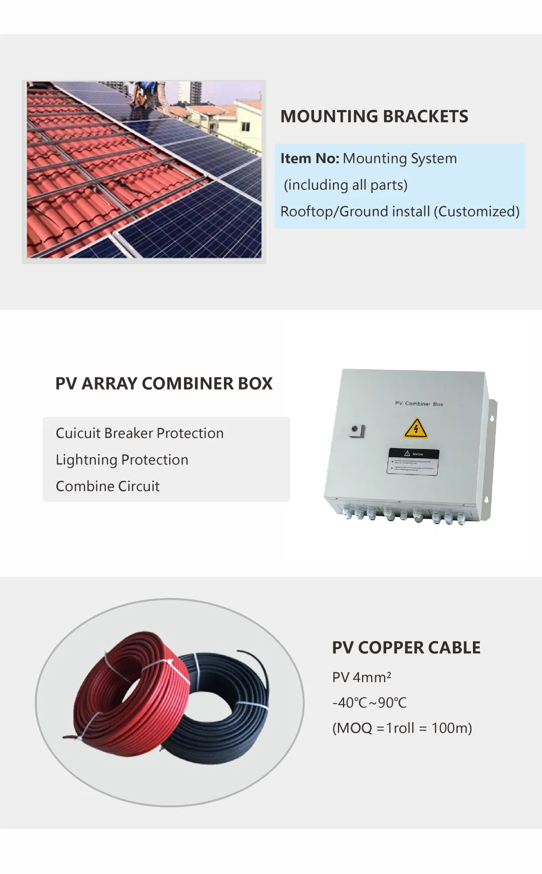 Photovoltaic System 50kw 100kw 500kw 1MW 10 Kw on Grid Solar Inverter