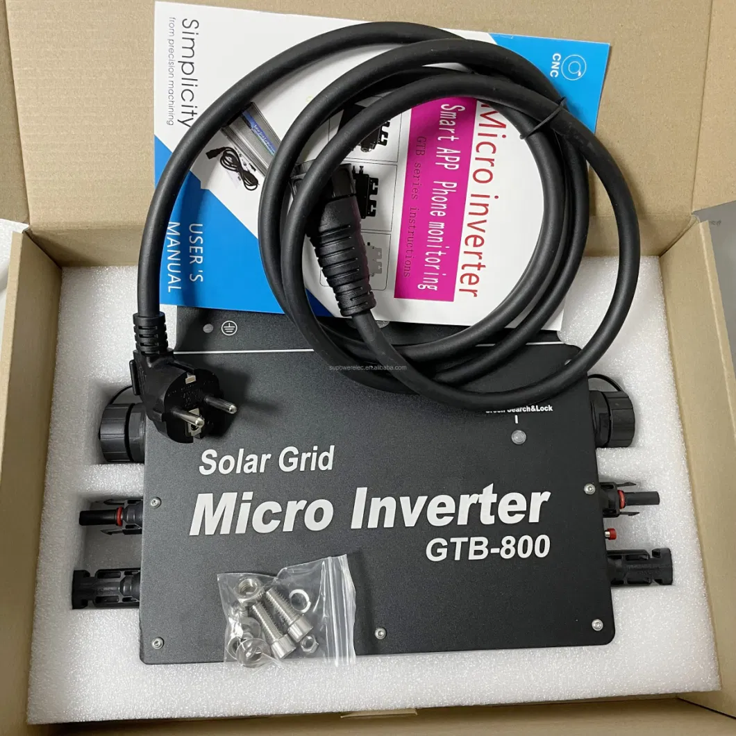 Gtb-800 MPPT Solar Grid Tie Micro Inverter Grid Connected Microinverter 800W AC 220V Output with Euro Plug WiFi APP Monitoring