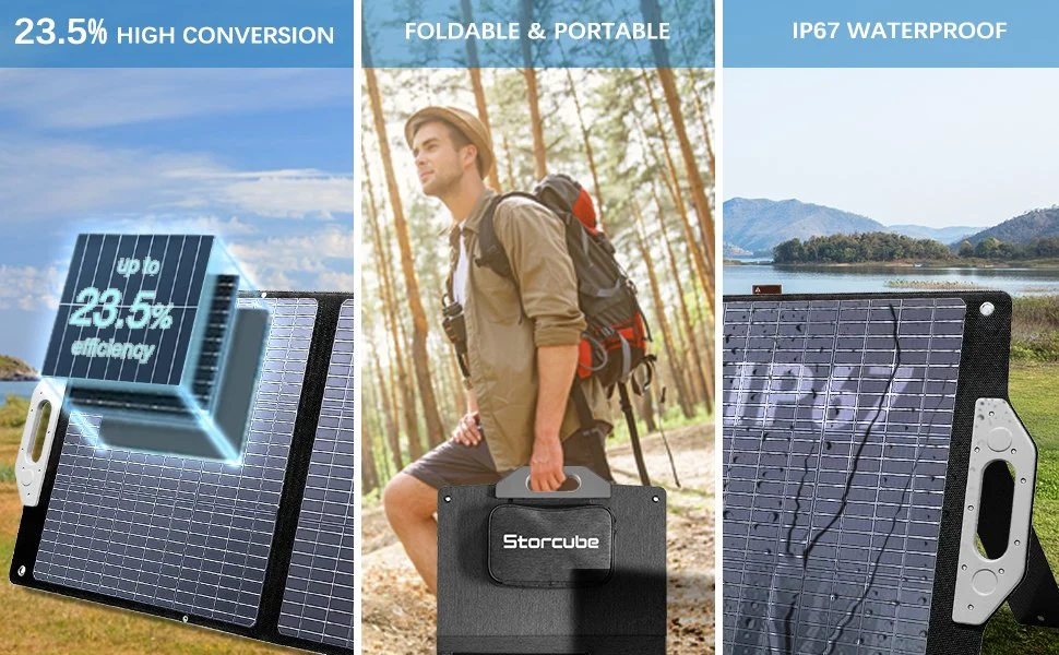 IP67 Waterproof 100W Portable Foldable Solar Panel for Camping Power Station