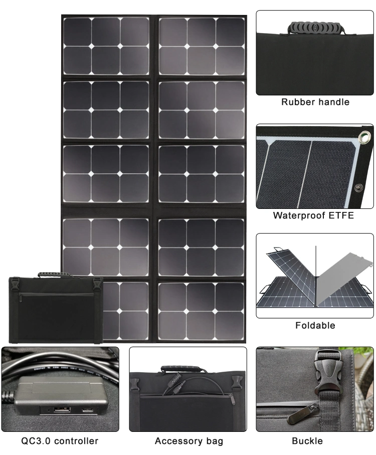 Caravans and Motorhomes Use Semi Flexible Solar Blanket 120W 200 Watt Folding Foldable Solar Panel Charger