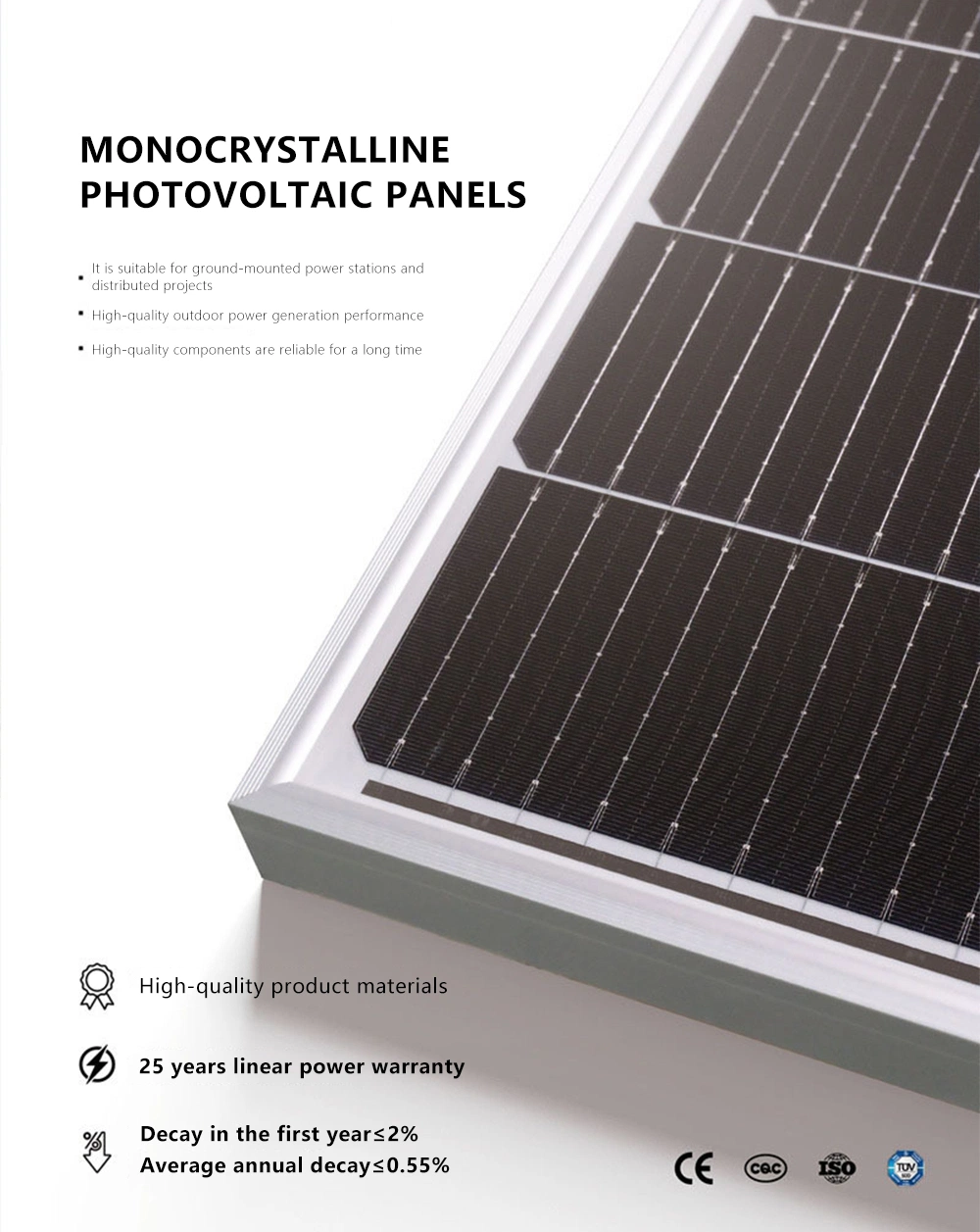 Solar Panel Mono 250W 300W 350W 400W 500W 550W Half Cell Solar Panels Module Price Lightweight Mono Perc Solar Panels Mono Perc Solar Panels for Boat