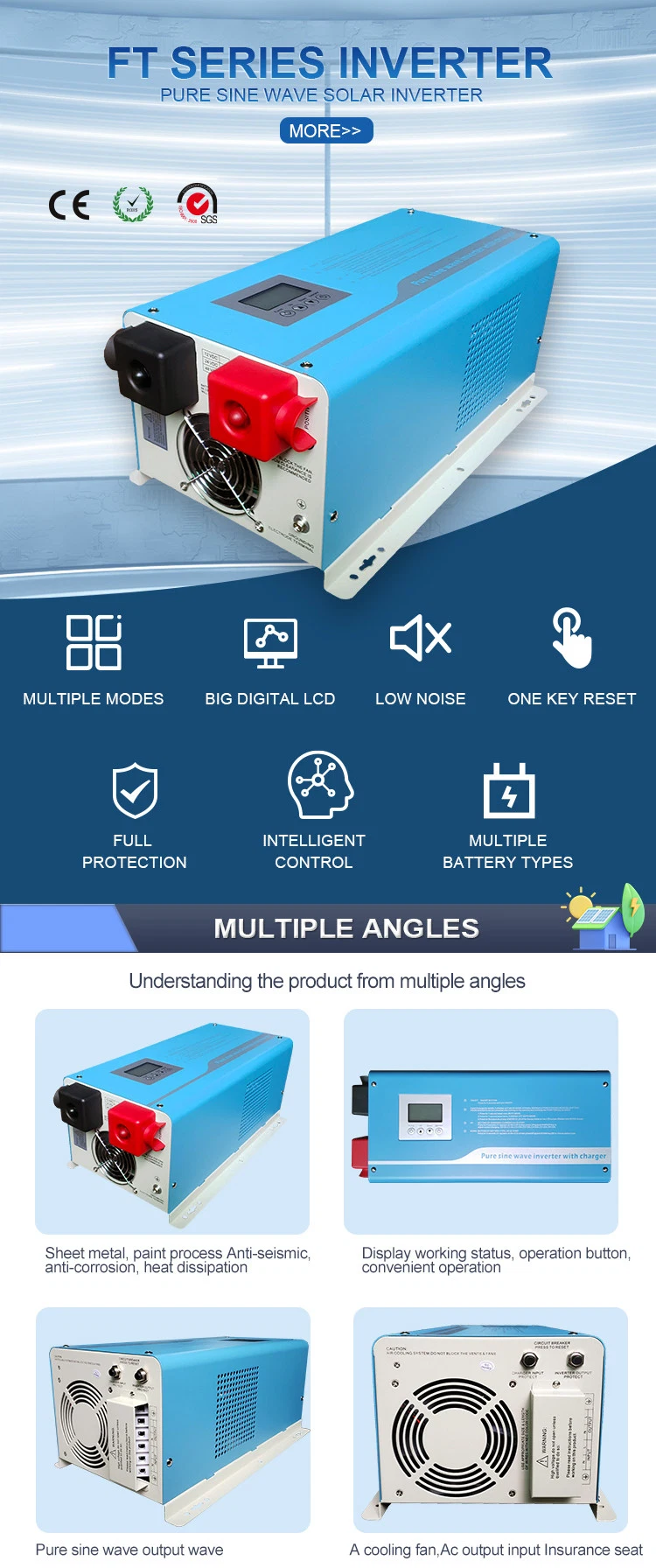 Home 1kw 1.5kw 2kw 3kw 4kw 5kw 6kw 8kw Cheaper Solar Power Inverter