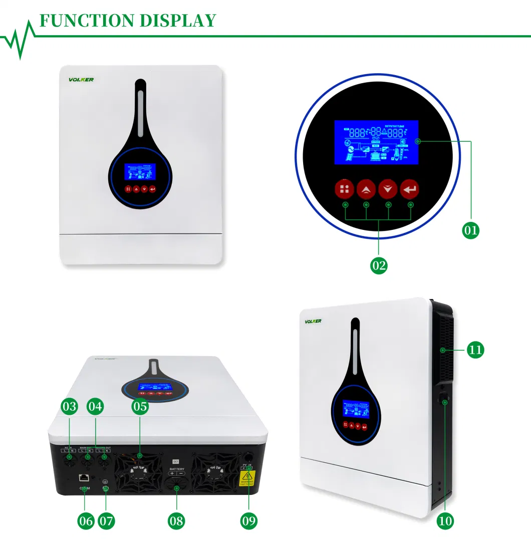 All in One 2kVA 3kVA 4kVA 5kVA 6kVA Power Hybrid Inverter Charger Solar Photovoltaic Inverters Pure Sine Wave Integrated Inverter for Sale