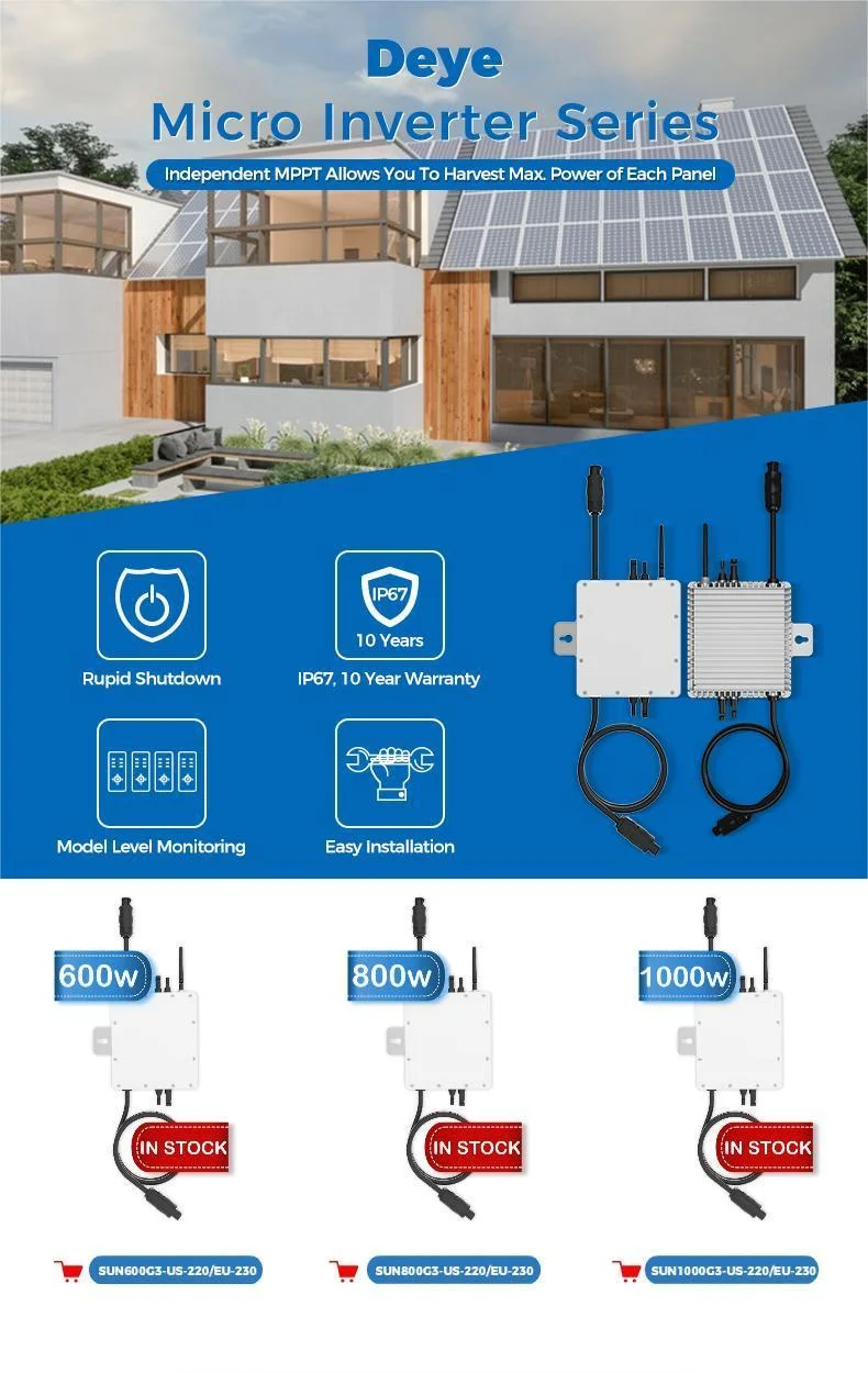 800W 1000W 1300W 1600W 2000W Smart MPPT IP67 PV System Grid Tie 800W Solar Microinverter Deye 800W Micro Inverter Mini Inverter for Home