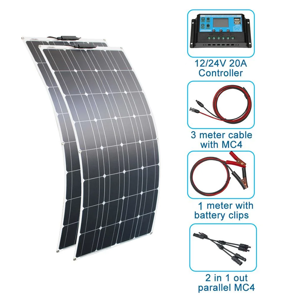 340W High Efficiency Thin Film Lightweight Flexible Solar PV Panels with 5 Years Warranty