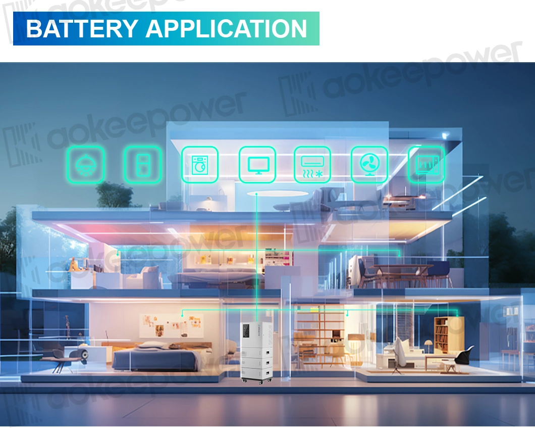 Aoke Ess 15kwh Stackable Solar Power Panel Hybrid Inverter Residential Rechargeable Lithium Ion Energy Storage Battery