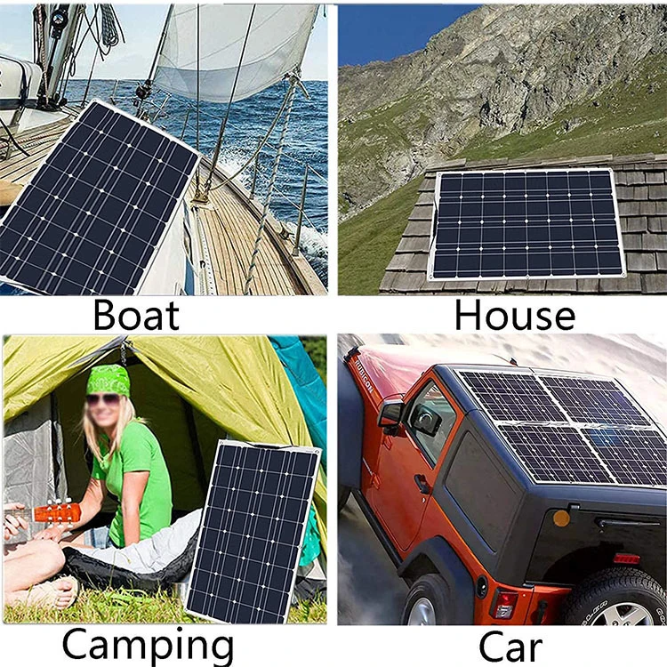 100 Watt 12 Volt 110W 120W Monocrystalline Semi-Flexible Bendable Mono off-Grid Charger Flexible Solar Panel for Marine RV Cabin Van Car Uneven Roof Surfaces