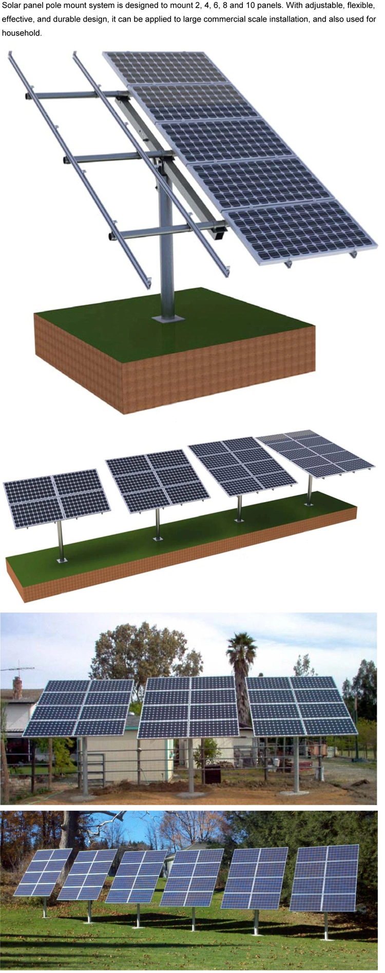 Quick Installation Ground Solar Bracket Solar Panel Single Pole Ground Mount System Poles