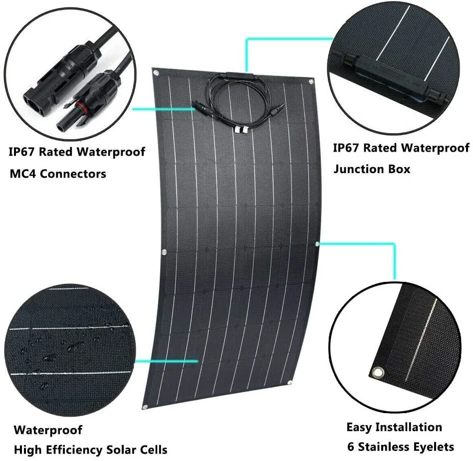 12V 24V 50 100 200 250 Watt ETFE Flexible Solar Panels for Home