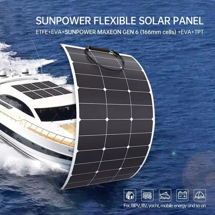 Extra Strength Light Weight ETFE Semi Flexible Solar Panel 100W 120W 200W 300W 400 Watt for RV Boat Camping Sticker Solar Panels