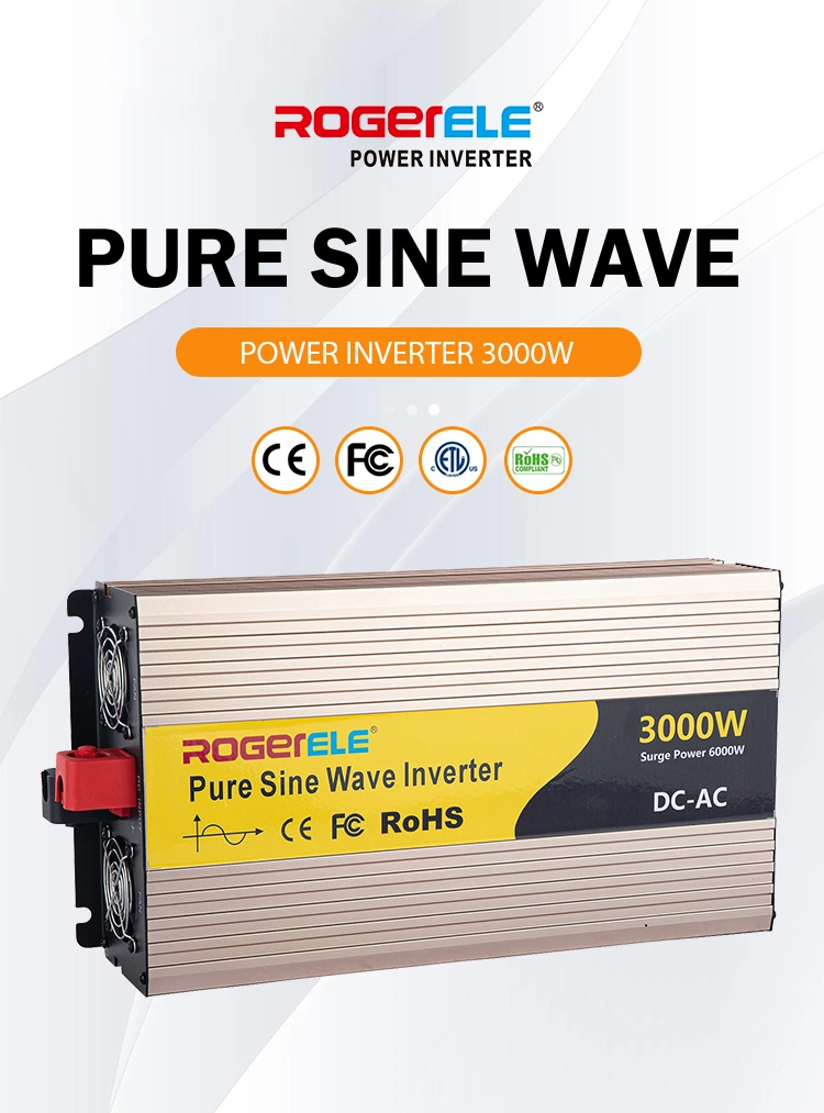 3000W/3kw 3000 Watt 12V/24V/48V DC to AC 110V/120V 220V Converter Pure Sine Wave Solar Power Inverter