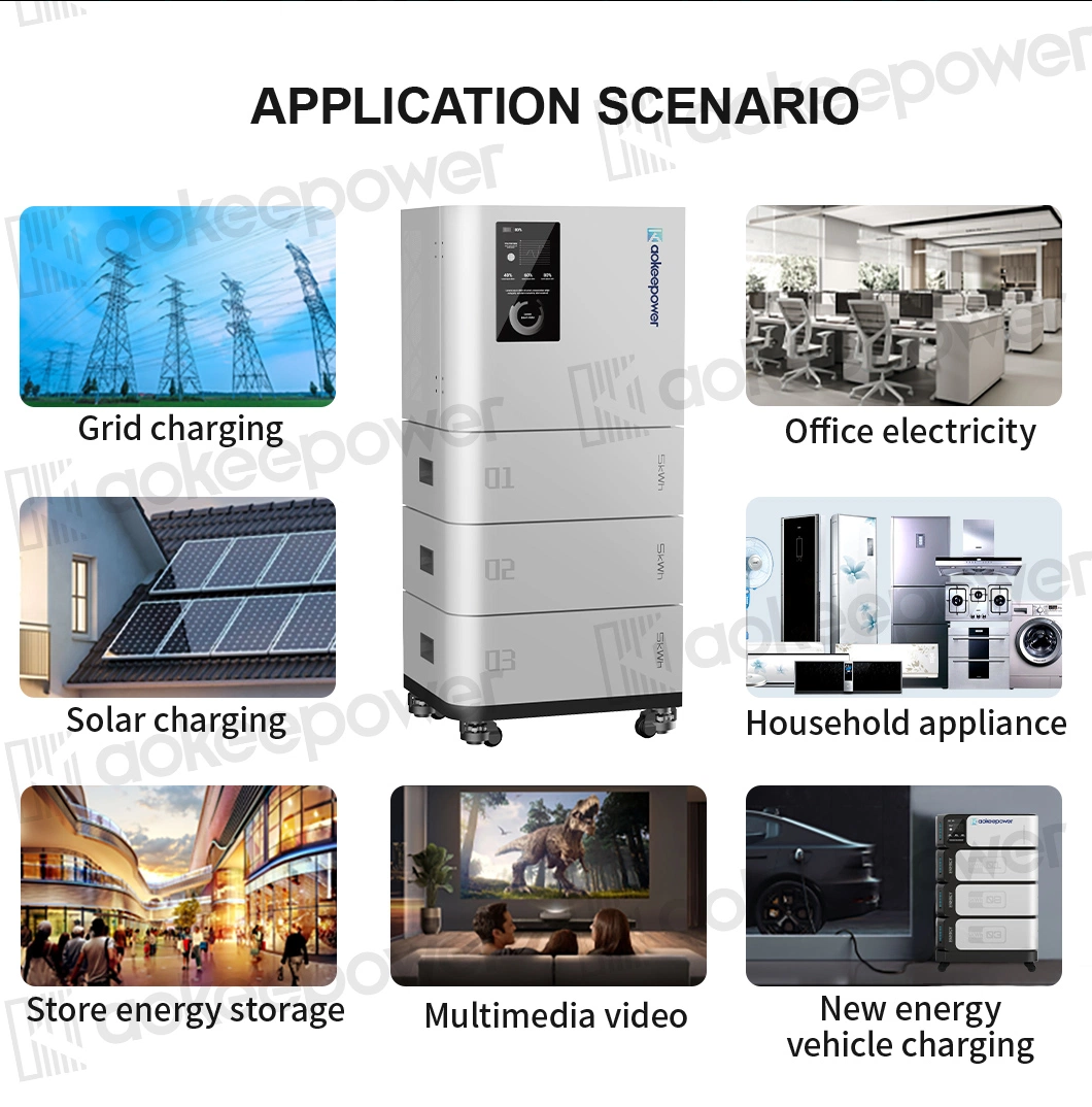 Aokeepower Ess Residential Energy Storage Container Household 15kw Inverter Solar Power Panels LiFePO4 10 Kwh Energy Storage Battery