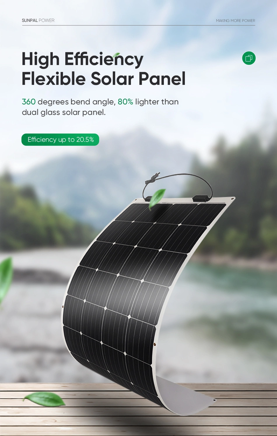 Sunpal High Quality Flexible Solar Panels 250 300 Watts Monocerystalline Solar Panel