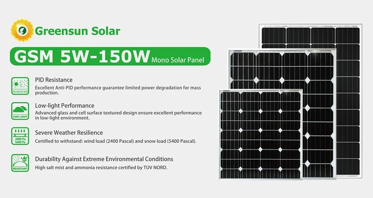 Small Solar Panel 5W 10W 20W 30W 50W 60W 80W Monocrystalline PV Module 12V 24V 36cells