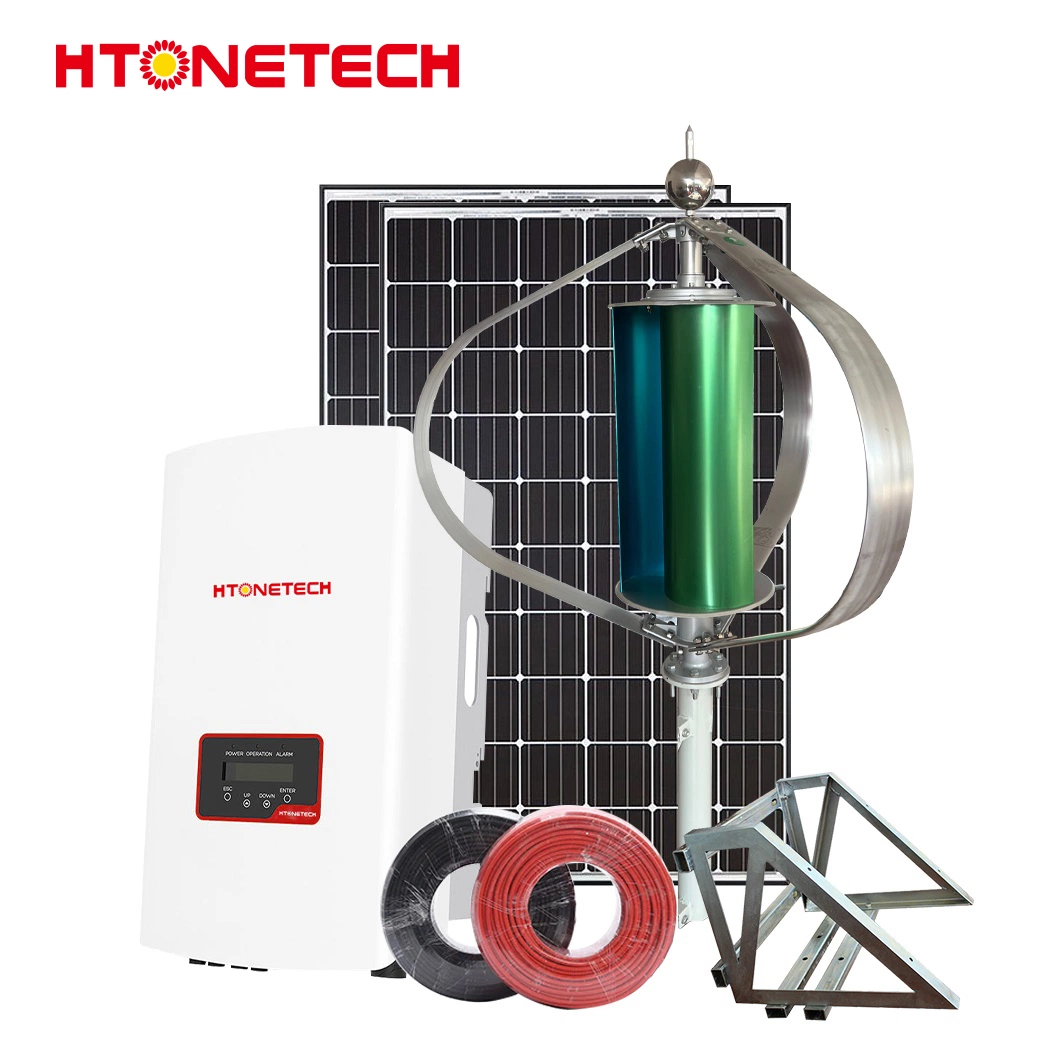 Htonetech China Solar Panel 500W Monocrystalline Flexible Factory 8kw 10kw 15kw 5000W on-Grid Solar Power System with 100 Watt Wind Generator