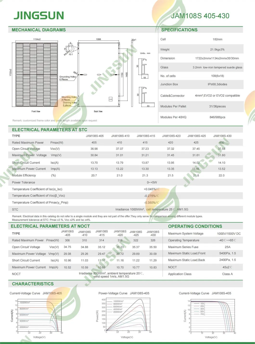 Ja Top 1 Solar Products A Grade Monocrystalline 300W 320W 400W Solar Panel