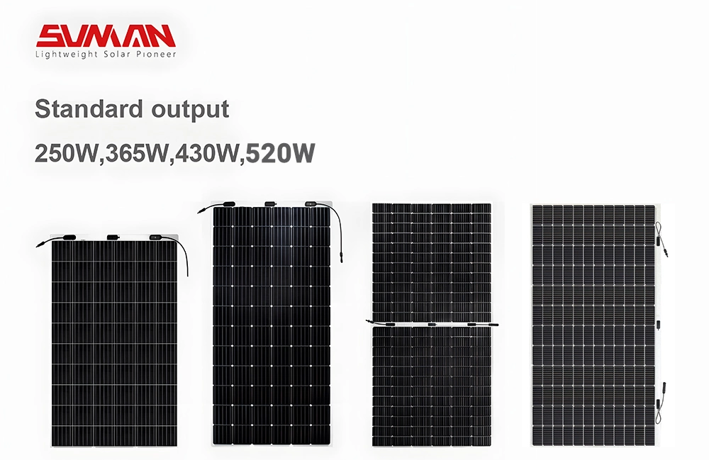 Stock Sunman Solar Flexible Panel 48V 380W400W430W500W520W Lightweight PV Module Panels for Homeuse Made in China