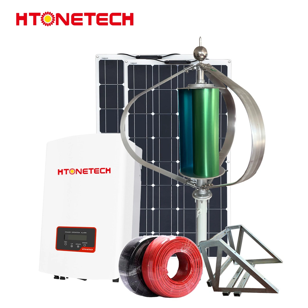 Htonetech China Solar Panel 500W Monocrystalline Flexible Factory 8kw 10kw 15kw 5000W on-Grid Solar Power System with 100 Watt Wind Generator