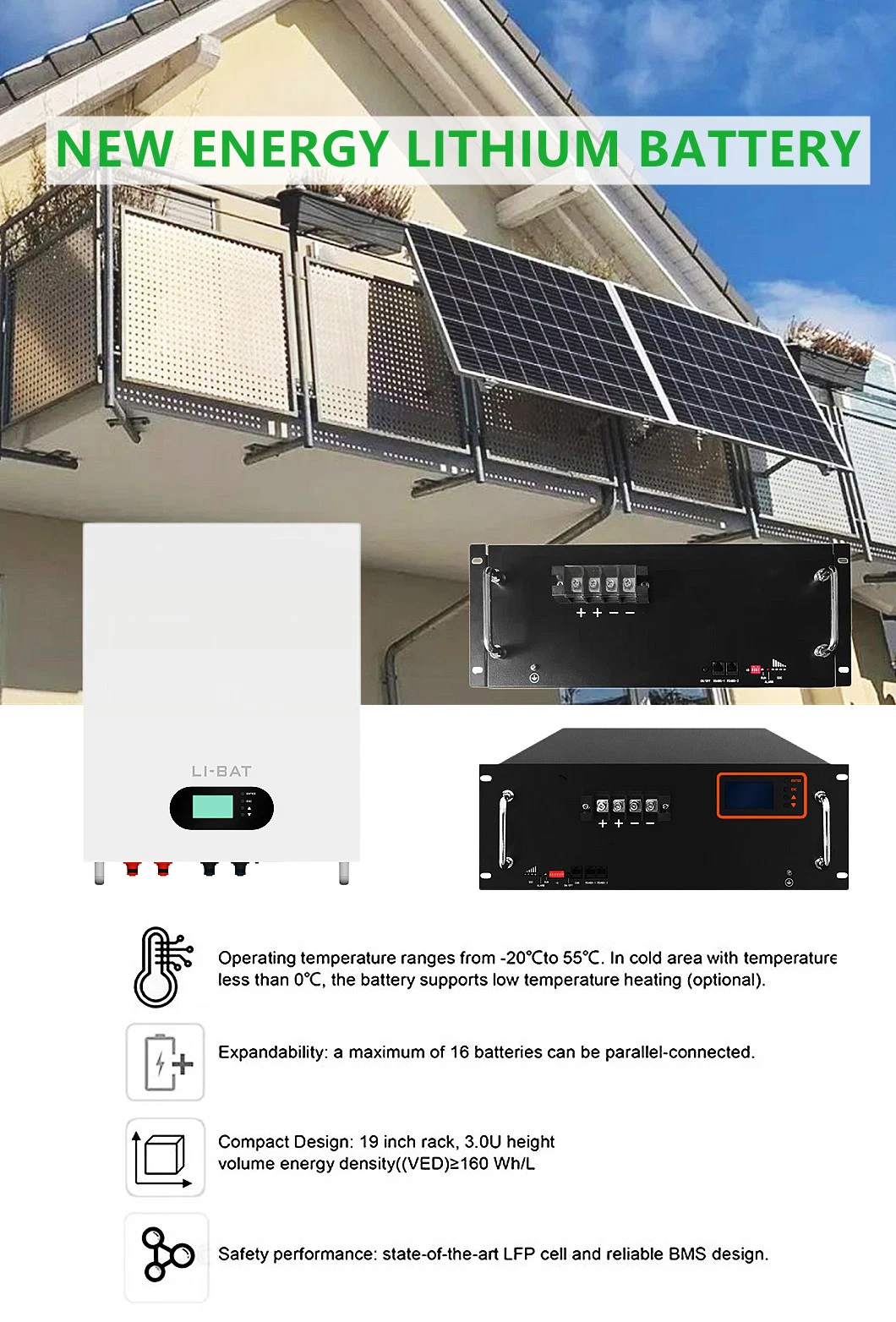 20kw LiFePO4 Lithium Battery for Home Solar Panel System