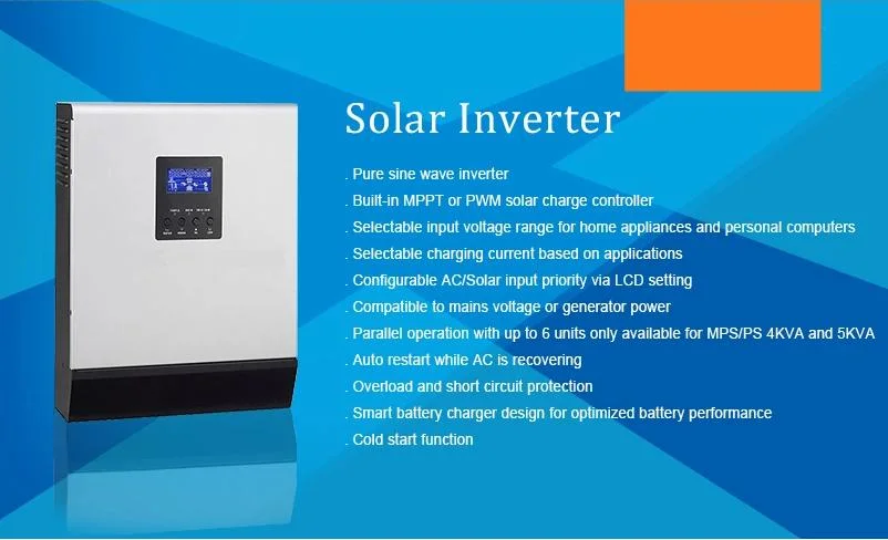 Hybrid Solar Inverter MPPT DC 12V 24V 48V 220V AC 1kw 2kw 3kw 4kw 5kw 3000W 5000W off Grid Power Inverter