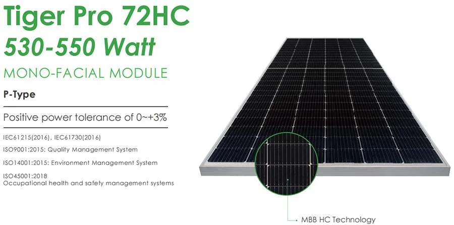 Jinko Solar Module Tier 1 Brand Solar Panel High Capacity Popular Power Sale 530W 535W 540W 545W 550W From China