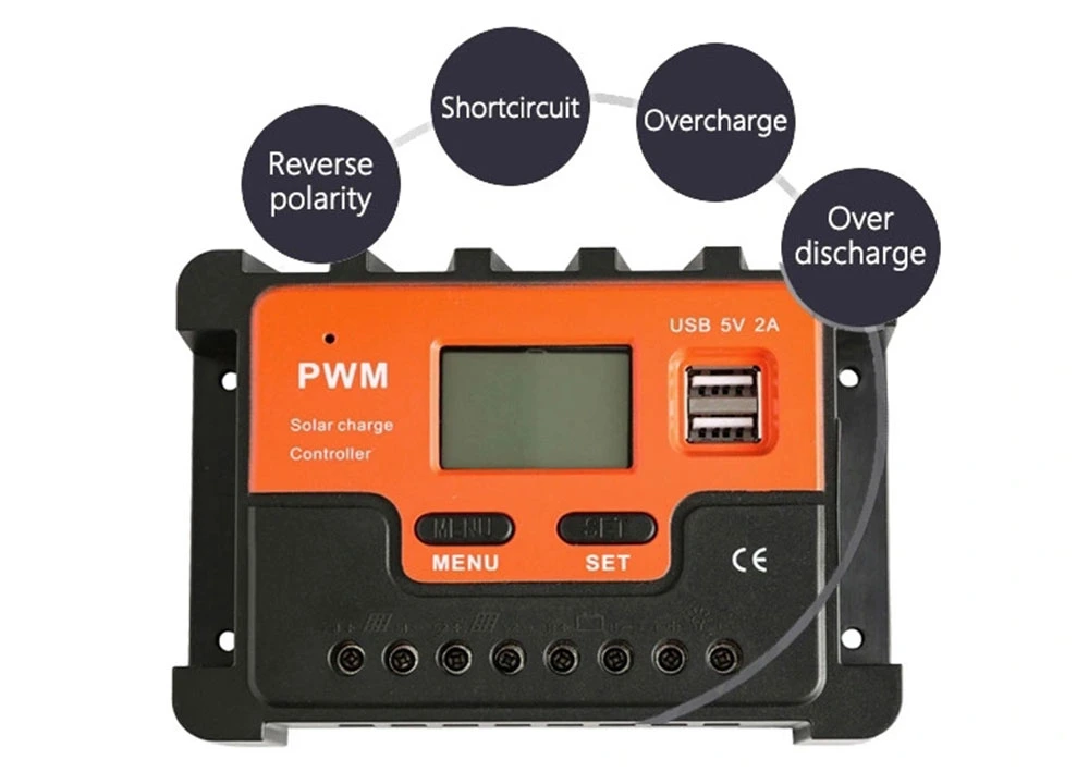 High Efficiency Power Solar Panel Controller 12V/24V/48V 10A 20A 30A 40A 50A 60A 80A 100A Panel Charger PWM Solar Charge Controller