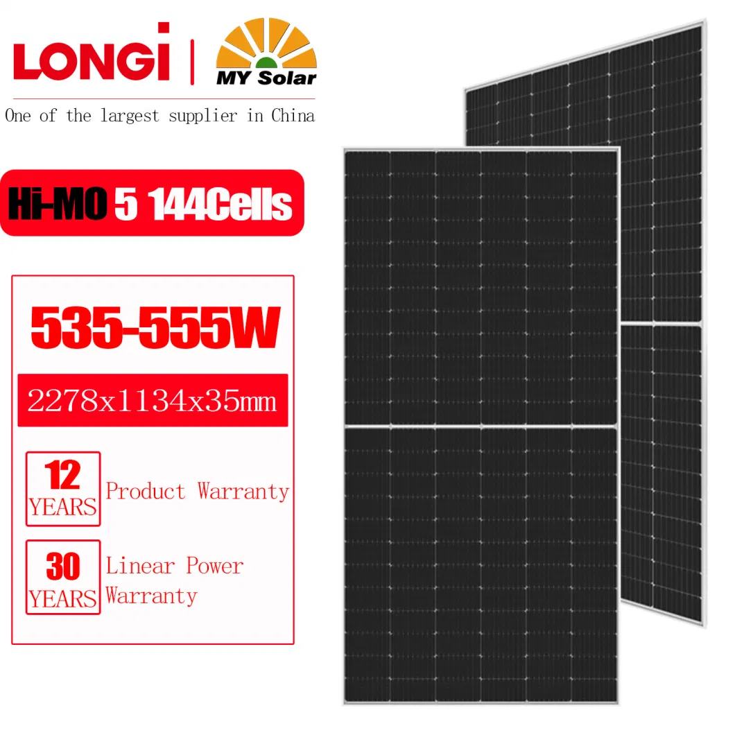 Longi/Mysolar Hi-Mo-4 Solar Half Cell 9bb Solar PV Module Mono Sun Panel Solar 440W 445W 450W 455W 460W Solar Panels Sun for Home Power System