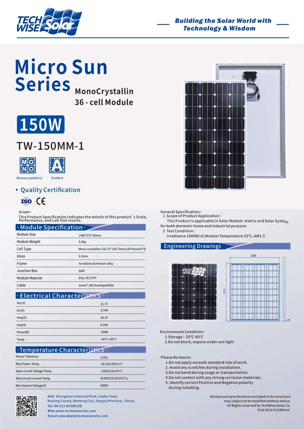 Wholesale Made in China Monocrystalline Silicon Technology 100W 150W Solar Panel