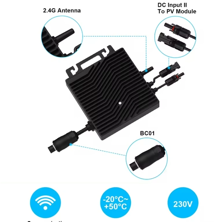 Grid-Connected Smart Micro Inverter 120V/230V Auto Switch 50/60Hz DC to AC Grid Monitoring System