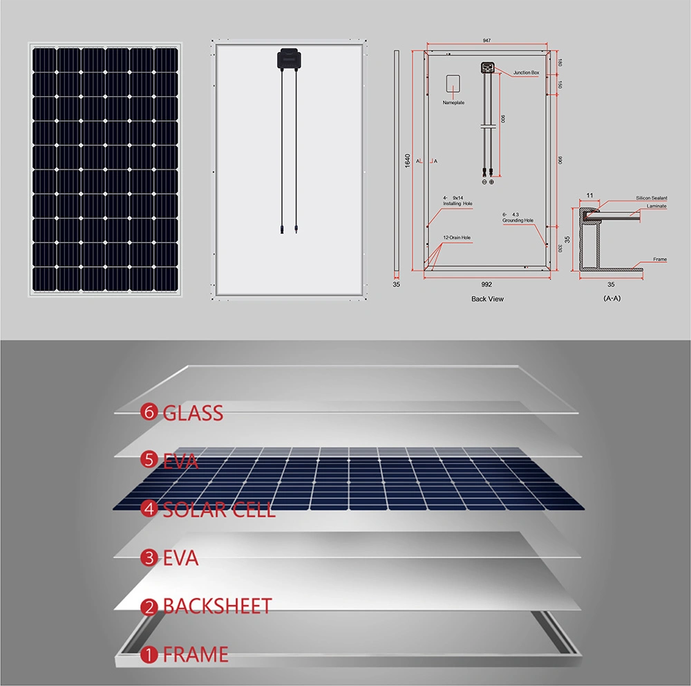 200W 250W 300W Monocrystalline Solar Panel for Home Use Mono Best Price