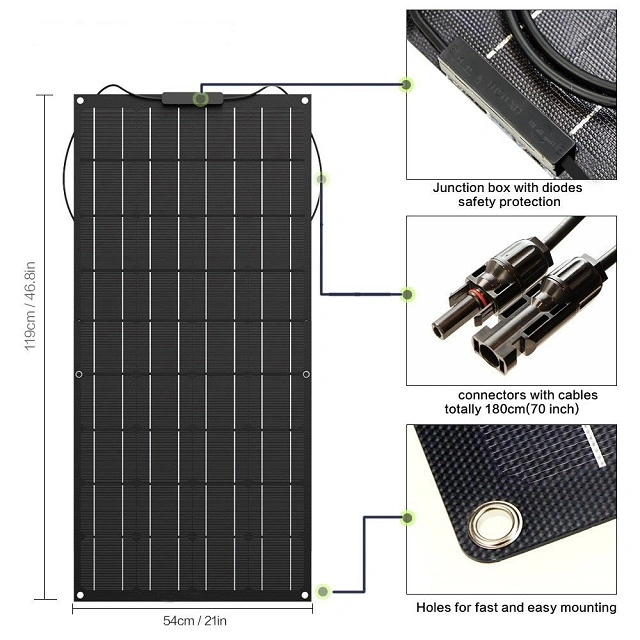 12V 24V 50 100 200 250 Watt ETFE Flexible Solar Panels for Home