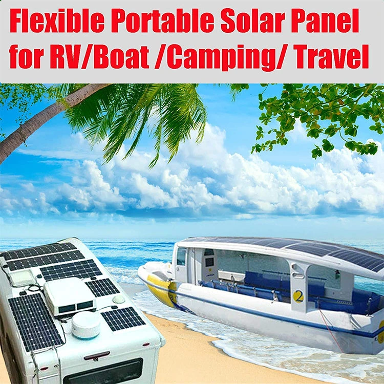 100 Watt 12 Volt 110W 120W Monocrystalline Semi-Flexible Bendable Mono off-Grid Charger Flexible Solar Panel for Marine RV Cabin Van Car Uneven Roof Surfaces