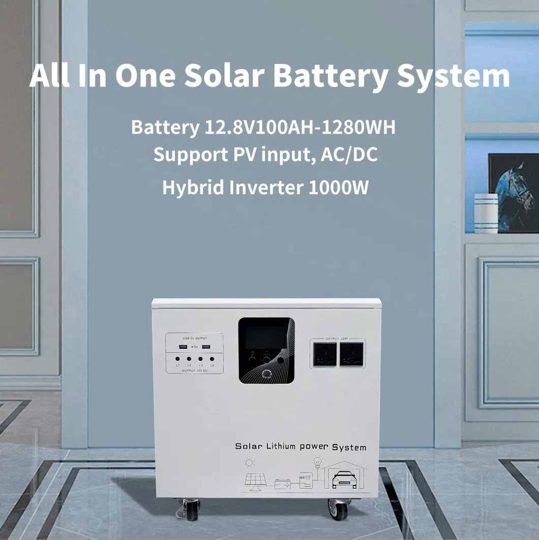 New Design 1.28kwh All in One Battery with Inverter Solar Energy Power System Lithium Ion Battery Pack Home Use Storage-Battery with IP55