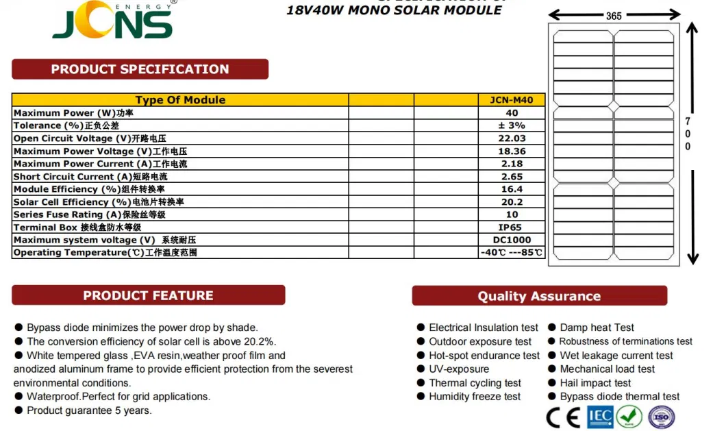 Solar Power Panels 40W Solar Panels Mono Solar Panels Price