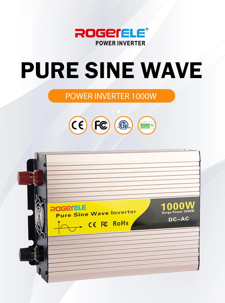 1000W Watt 12V/24V/48V DC to AC 110V/120V/220V Converter Pure Sine Wave Solar Power Inverter