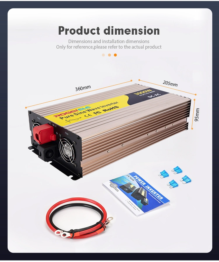 3000W/3kw 3000 Watt 12V/24V/48V DC to AC 110V/120V 220V Converter Pure Sine Wave Solar Power Inverter