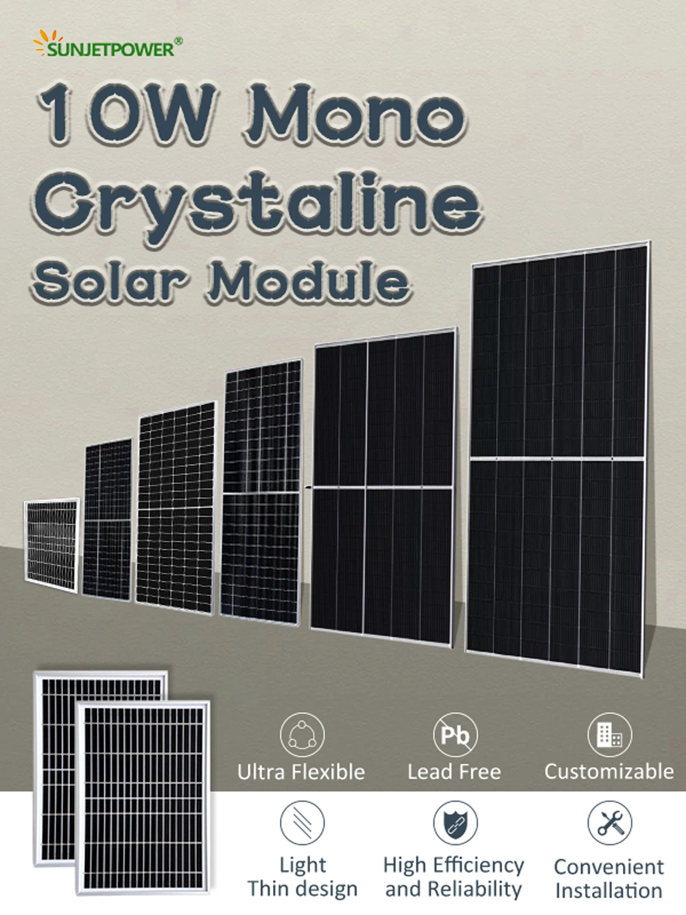 Mini Solar Panel 10W Mono Crystalline High Efficiency for Solar Charging