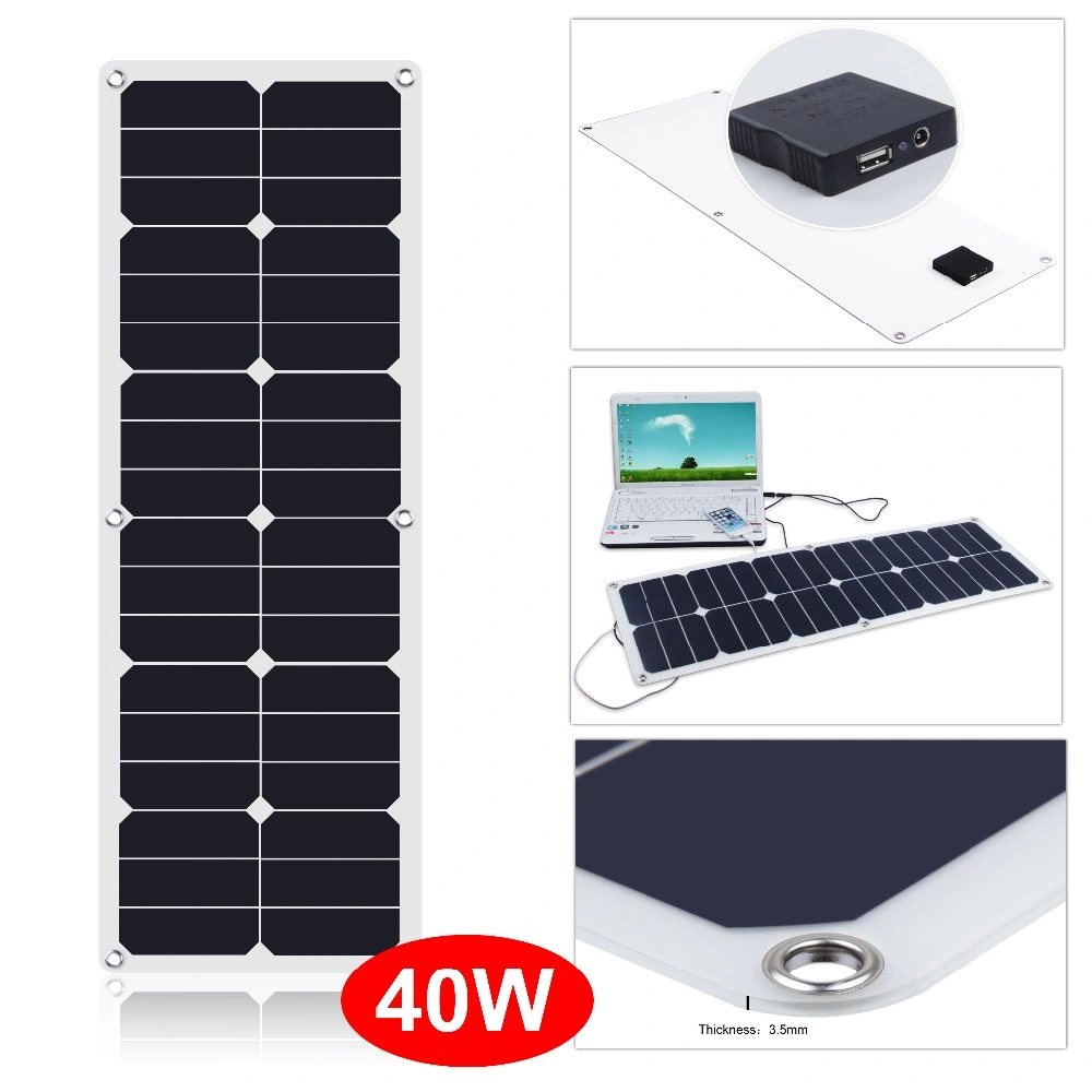 40W Sunpower ETFE Soft Flexible Bendable Solar Panel DC USB Mobile Power Solar Charger Factory