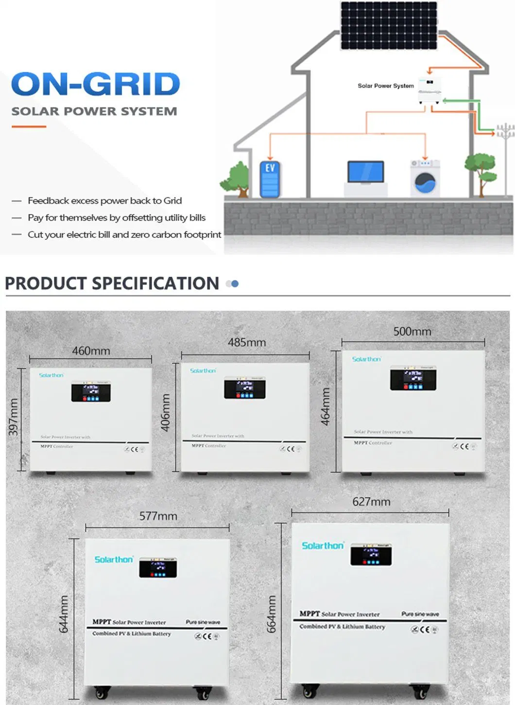 Complete Set All in One Hybrid Solar Power Inverter 5kw on off Grid Solar Panel System Photovoltaic Wall Mounted 3500W Solar Energy Home System