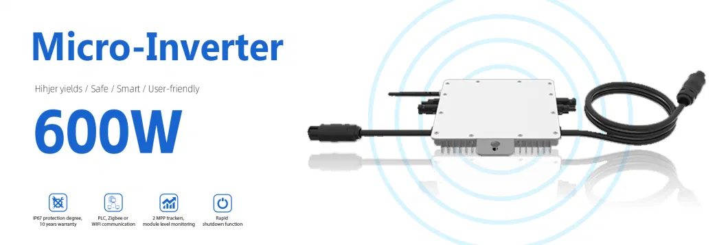 Waterproof Solar Inverter 600W 800W 1000W Solar Microinverter MPPT Rapid Shutdown